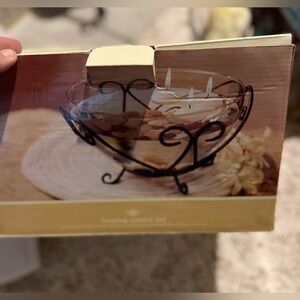 Decorative Floating Candle bowl set Black Metal Stand NWT! Brand new in box!!